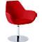 Siège visiteur KONSIT, base circulaire, tissu rouge
