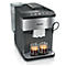 Kaffeemaschine mit zwei Gläsern Espresso. Sie ist schwarz und silber, mit der Aufschrift "SIEMENS".