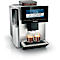 Kaffeevollautomat mit zwei Gläsern Espresso, auf dem Display werden verschiedene Kaffeearten angezeigt.