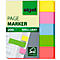 Blocks of colorful sticky notes, with the imprint of "sigel PAGE MARKER 200 BRILLIANT". Below are yellow, green and pink sticky notes on a document.
