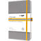 Sigel carnet de notes Linescape, 176 pages, DIN A5, 80 g/m², quadrillé, élastique, passant pour stylo bicolore, gris clair/jaune