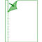 A corner of a green sheet is folded up against a white background. A green arrow is on the upper right.