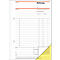 A white invoice form with orange accents, slightly turned up at one corner.
