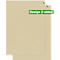 Deux feuilles de papier beiges. Sur une bannière verte, on lit "Design 2-sided".