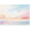 Abstrakte Aquarelllandschaft in Pastelltönen. Am unteren Rand ist ein Kalender angedeutet.
