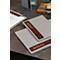 Sigel Porte-menus SM223, A5, incl. 2 pochettes transparentes doubles pour 8 pages A5, reliure caoutchouc, bois/PU, marron-gris clair, 1 pièce
