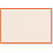 Beige Backmatte mit orangefarbenem Rahmen und kariertem Raster.