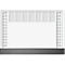 Grote witte planner met grijze kolommen en een zwarte bak aan de onderkant.