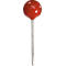 A red push pin with an oval head and a silver shaft.