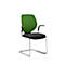 Silla cantilever GIROFLEX 353, respaldo acolchado, tubo de acero de precisión, apilable, con reposabrazos, verde/negro