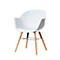 Silla de concha, de plástico, con patas de madera, cojín de asiento, resistente a la desinfección, blanco, juego de 2