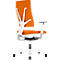 Silla de oficina NowyStyl 4ME, mecanismo sincronizado, sin reposabrazos, respaldo ajustable en altura, blanco/naranja