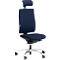 Silla de oficina Steifensand Ceto CT2450, mecanismo sincronizado, sin reposabrazos, asiento de membrana, con reposacabezas, azul oscuro