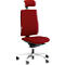 Silla de oficina Steifensand Ceto CT2450, mecanismo sincronizado, sin reposabrazos, asiento de membrana, con reposacabezas, rojo