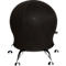 Black ball-shaped office chair with chrome legs. The chair has a mesh structure and stands on four legs.