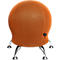 Orange ball chair with chrome legs. The seat has a honeycomb pattern and a small black label.