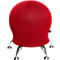 A red, ball-shaped office chair with chrome legs. The seat cover is made of woven fabric.