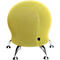 Yellow, ball-shaped stool with chrome legs.