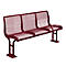 Sitzbank Essen, mit Rückenlehne, 3 Sitzplätze, mit Flansch, in RAL Farben, weinrot