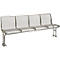 Sitzbank Essen, mit Rückenlehne, 4 Sitzplätze, mit Flansch, pulverbeschichtet, weißaluminium