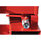 Detailed shot of a red valve with a silver ball valve on a red steel structure.
