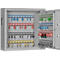 Sleutelkast SLE 80, voor wandmontage, 80 haken, met insteekopening, deurscharnier rechts, elektronisch slot met batterijen, incl. verankeringsmateriaal, B 460 x D 130 x H 430 mm, plaatstaal, lichtgrijs RAL 7035
