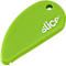 Green spatula with a hole. Text "slice".