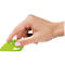 Hand holding a green object with the word 'slice'.