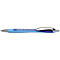 Light blue pen with metallic ends, bearing the inscription "Schneider Slider Rave XB".
