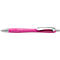 A pink ballpoint pen with silver accents, brand name Schneider.