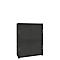 Dark grey cabinet with sliding doors, on a white background.