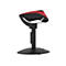 Ein schwarzer Barcode-Scanner mit roter Oberseite, auf einem schwarzen Standfuß. Auf der Basis steht "socket mobile".