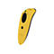 Gelb-schwarzer Barcode-Scanner. Oben grüne und blaue LEDs. Schwarzes Oval, darunter schwarzer Knopf. Logo: Socket Mobile.