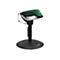 Ein Barcode-Scanner in Grün und Schwarz, befestigt auf einem schwarzen Ständer.