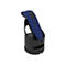 Blauer Barcode-Scanner in Halterung. Auf dem Scanner Logos und Tasten, auf der Halterung das Logo des Herstellers.