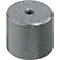 Pièce métallique cylindrique, grise texturée, avec filetage au centre.