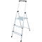 A three-step silver stepladder with black handle and feet. The background is white.