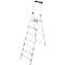 Folding aluminum step ladder. The ladder has six steps and an upper platform, black details and a handle.