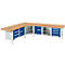 Solution d'établi d'angle Schäfer Shop Select PWi 75, plateau en hêtre multiplex, jusqu'à 750 kg, L 1095 x P 1095 x H 840 mm