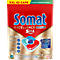 Somat Excellence Premium 5in1 Caps. Rote, goldene und blaue Verpackung. Text: Entfernt Eingebranntes, brillanter Glanz, Glasschutz, Spülmaschinenpflege.