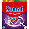 Een Somat-merkverpakking met de tekst "XXL 63 Tabs". De afbeelding toont een vaatwastablet.