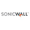 Logo von SonicWall. Grauer Schriftzug, orangefarbenes Element.
