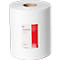 A roll of white paper with print. A red rectangle with text and the DuPont Sontara EC logo are printed on it.