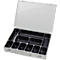 Sortimentskoffer ADB, leer, 11-fache Einteilung, abschließbar, mit Griff, B 330 x T 230 x H 50 mm, Stahl & ABS-Kunststoff, lichtgrau RAL 7035