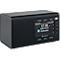 Radio numérique noire avec écran, affichant l'heure, le Bluetooth et la date. Plusieurs boutons pour l'utilisation. Inscription : soundmaster.