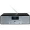 Radio Soundmaster sombre avec antenne déployée, écran affichant la connexion Bluetooth.