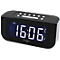 Schwarzer Digitalwecker mit großer Anzeige. Auf dem Display steht 16:06. Darunter steht "soundmaster highline".