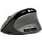 Souris ergonomique grise et noire. Avec les boutons 'avant' et 'arrière'. Un logo et un indicateur de charge sont en haut.