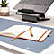 Tapis de bureau roulés en noir, gris, beige, vert et bleu. Le nom "Fellowes" est visible sur chaque tapis.