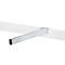 White wall mount with bracket. A gray bar protruding forward from a white carrier.